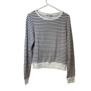 WILDFOX Womens Striped Long Sleeve Crewneck Sweatshirt‎ XS Cozy Preppy